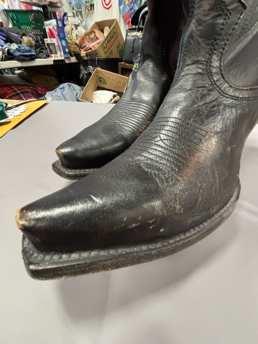 freebird WYNONNA  Black Leather Embroidered Knee-High Heeled Boots - Picture 4 of 9